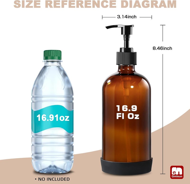 Gmisun Glass Shampoo and Conditioner Dispenser with Silicone Boot, Shower Soap Dispenser Bottles with Labels, Refillable Shampoo Conditioner Body Wash Dispensers - Image 2